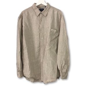 Casual Button-Down Linen Shirt in Beige